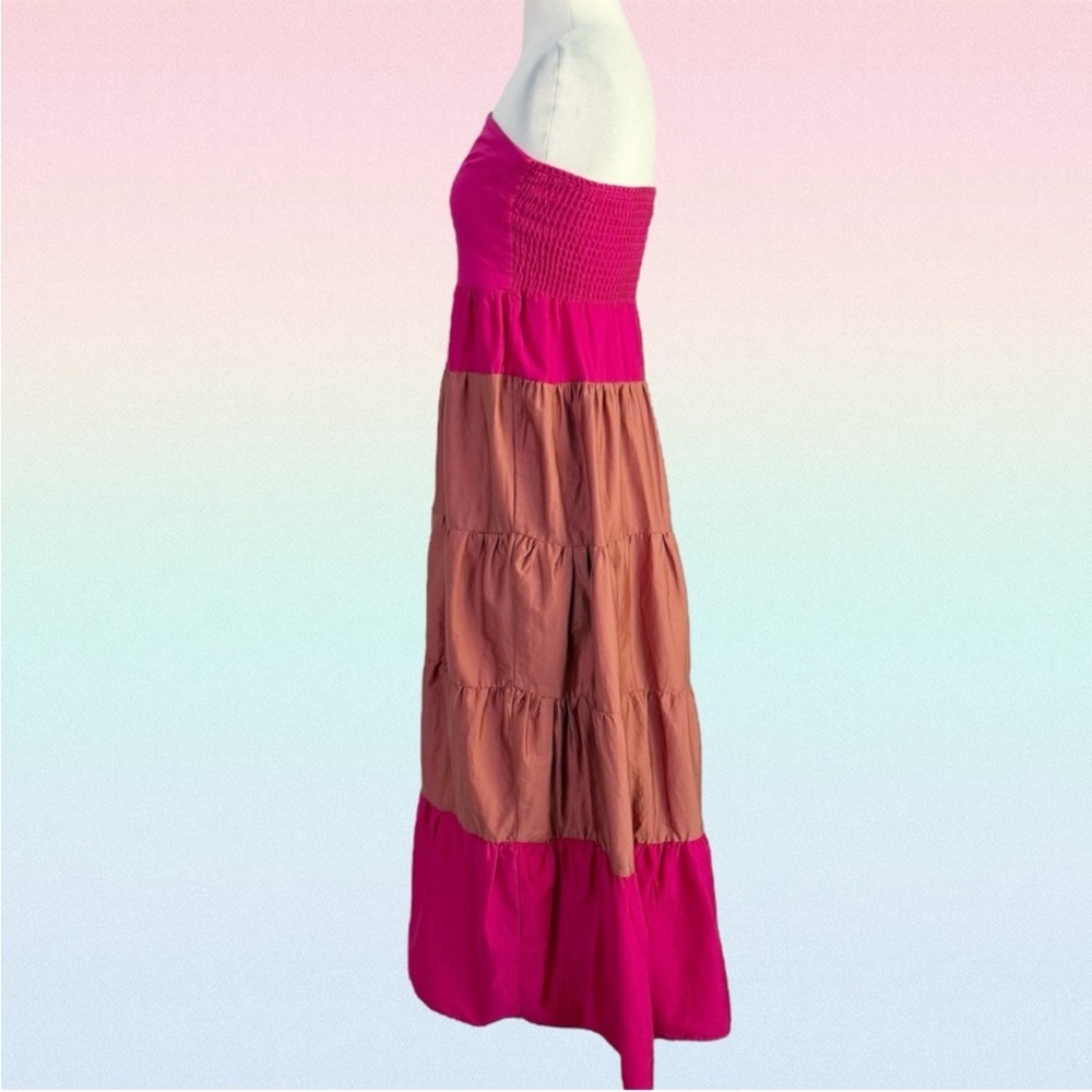 Forever 21 Strapless Pink and Red Tiered Dress - Picture 8 of 12